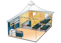 Plan du chalet au camping L'Évasion dans le Lot Plan bungalow