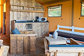 Safari tent's living room